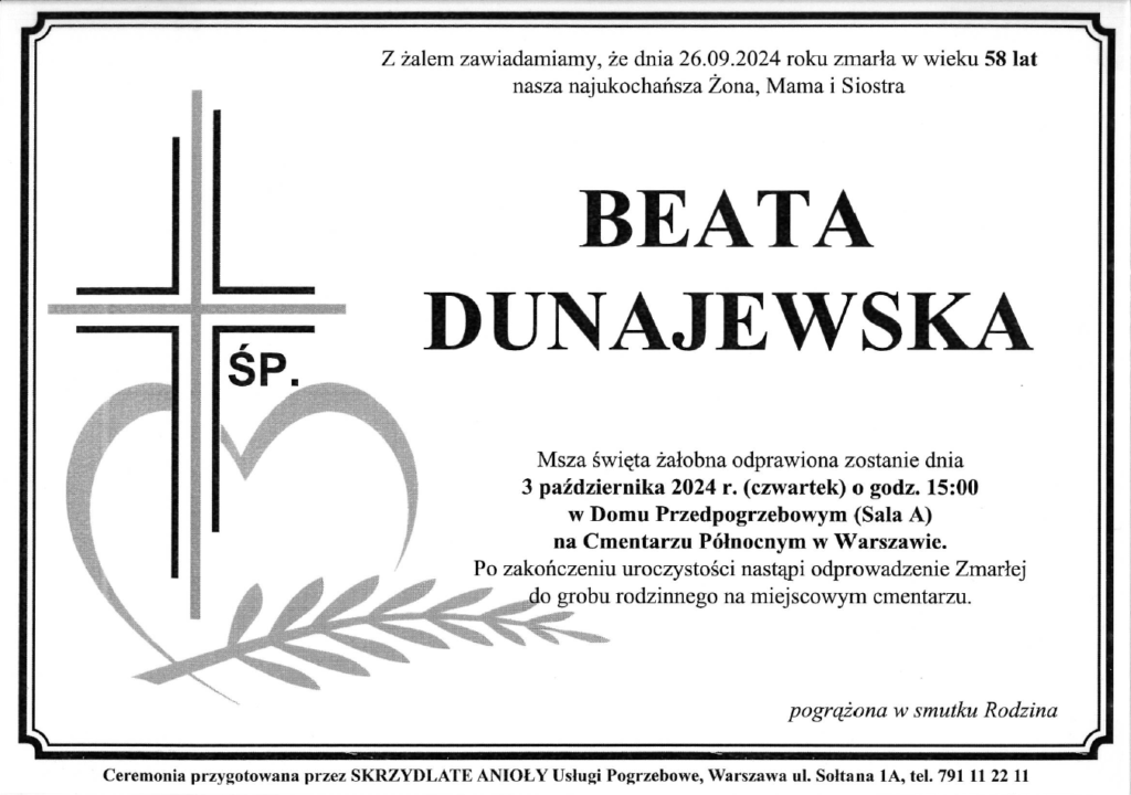 Nekrolog Beata Dunajewska